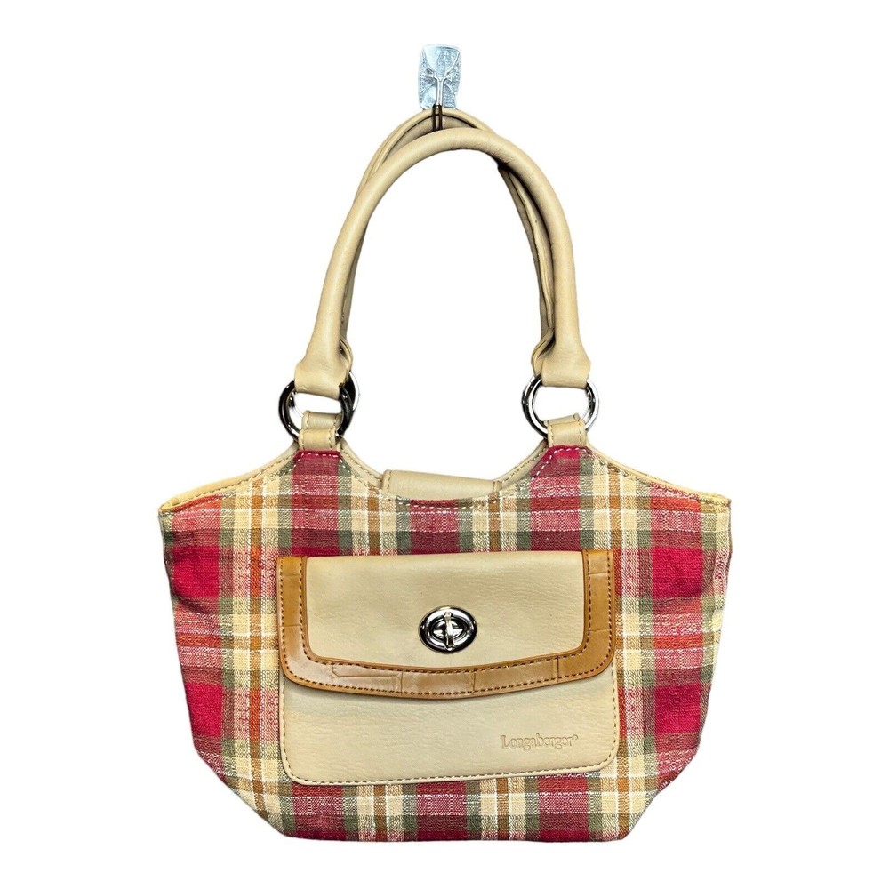 Longaberger Homestead ORCHARD PARK Plaid Small Purse Handbag Red Green Tan